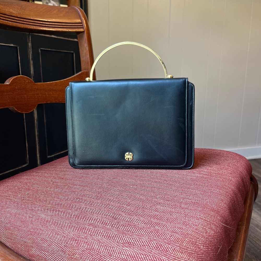 Never used! Beinen Davis Black clutch with Gold Metal Handle
